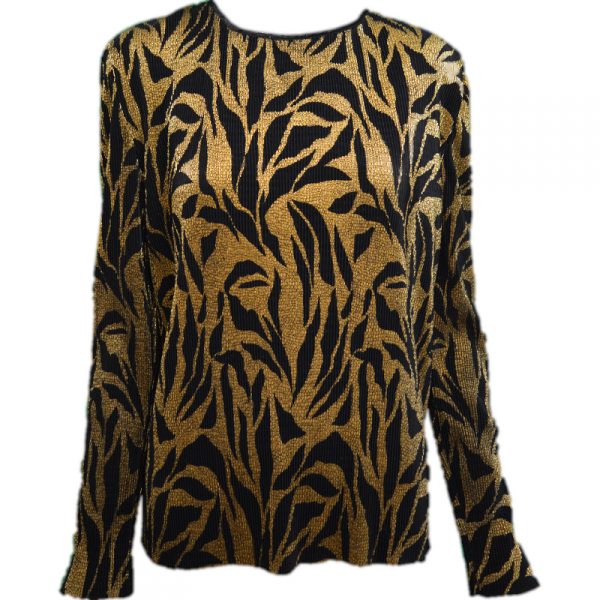 Statement Gold and Black leaf print top