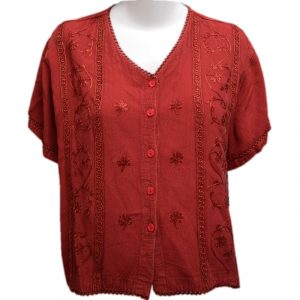 Stitch and lace detail blouse